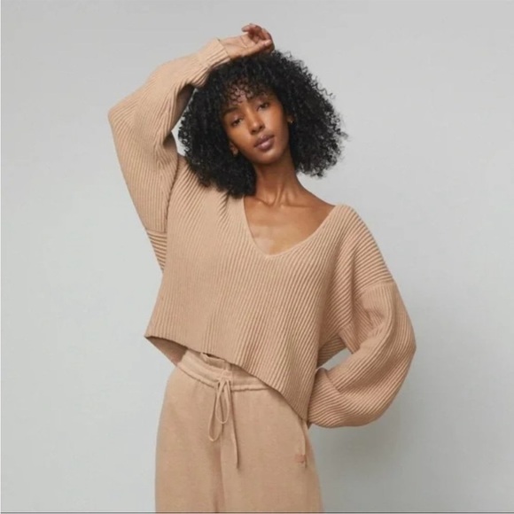 Lunya Prima Cozy Pullover Tan Ribbed Oversized Sweater Size Medium - Picture 1 of 11